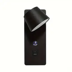 PUREPOWER - Lámpara de Pared LED Regulable Con Brazo Basculante Control Táctil Y Puerto USB Integrado-Negro