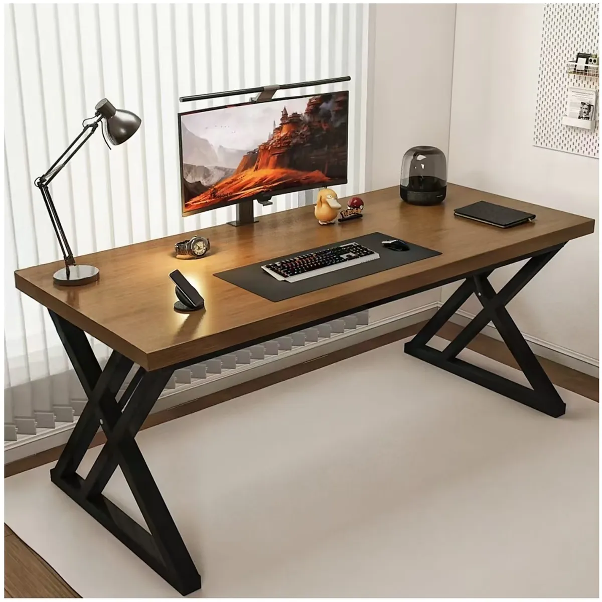 VIDITA - Escritorio Oficina 140cm Estructura Metálica Grueso 30mm Metal Madera