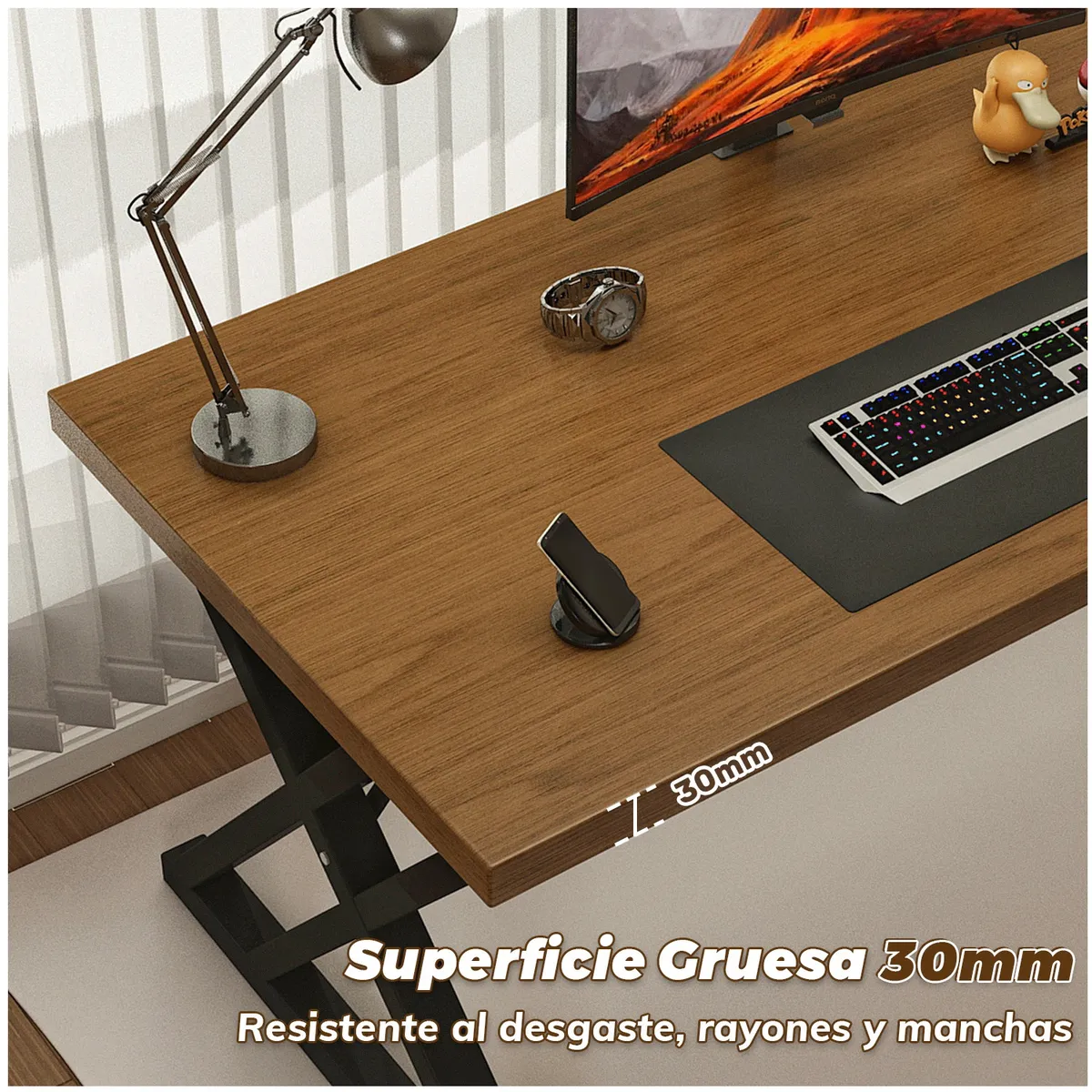 VIDITA - Escritorio Oficina 140cm Estructura Metálica Grueso 30mm Metal Madera