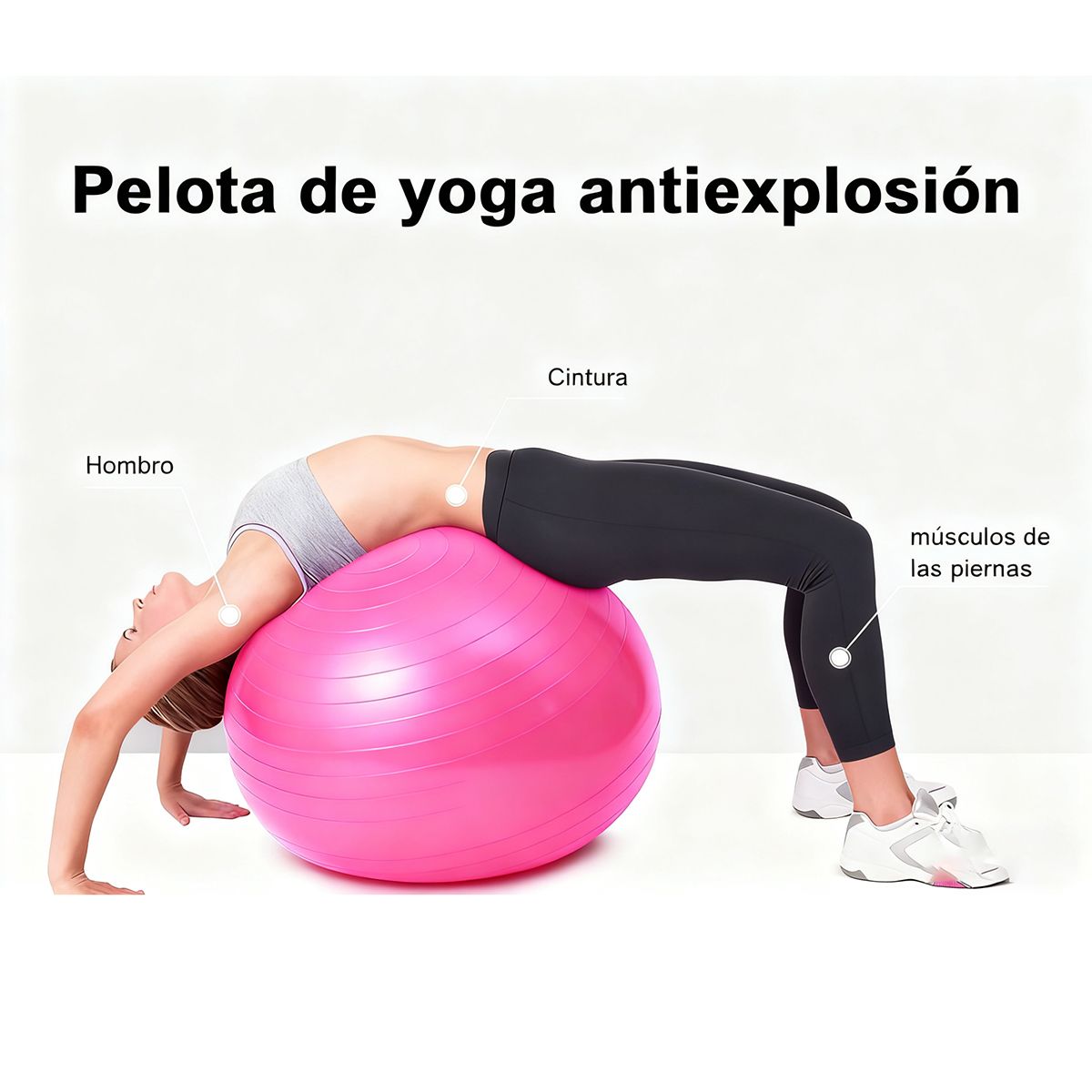 GENERICO - Rosa Pelota De Pilates Yoga Ejercicio 65cm Resistente Duradero