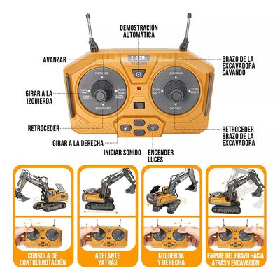 Imagen 2 del producto 1:20 Excavadora Control Remoto Rc Juguete 11 Canal Aleación