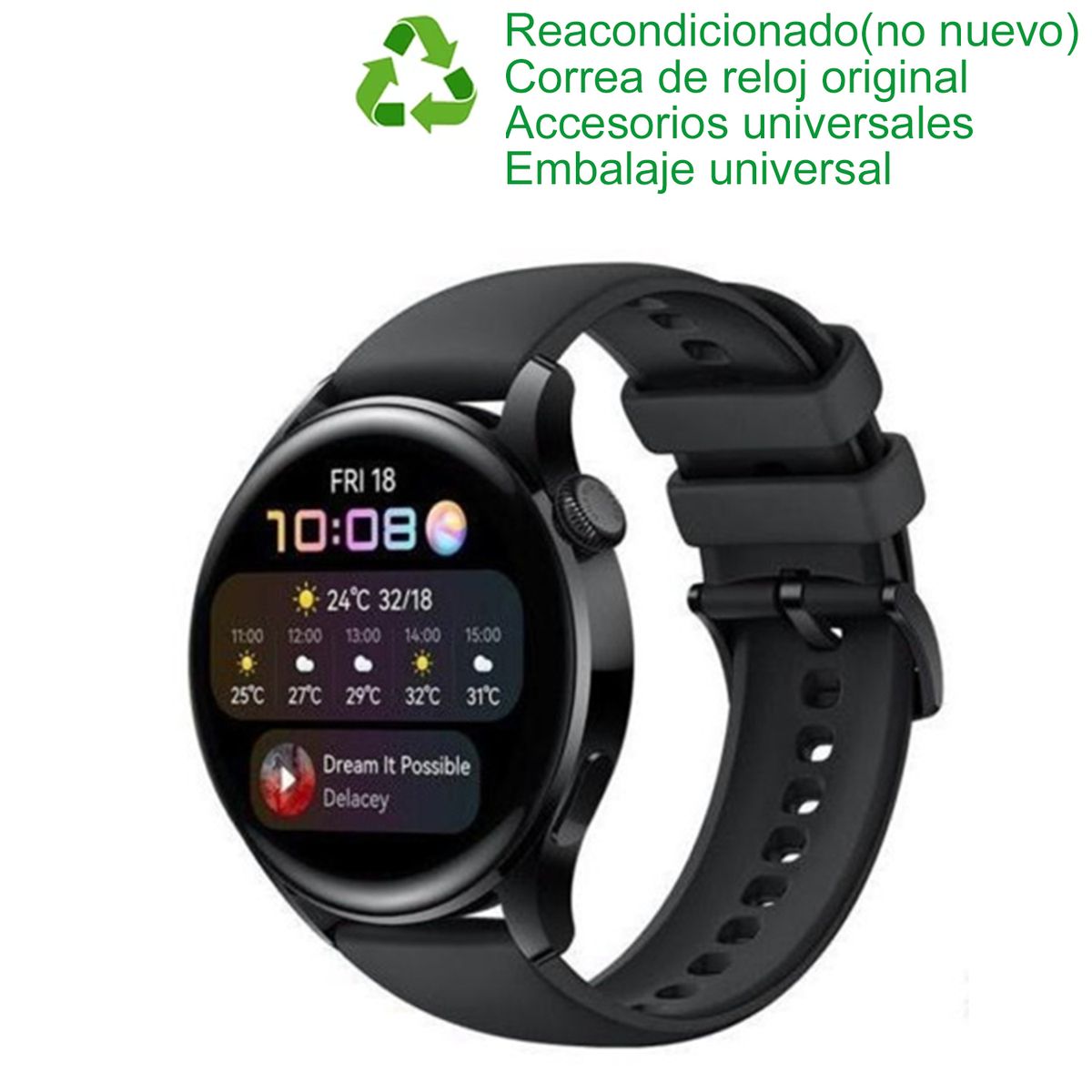 HUAWEI - Huawei Watch 3 Active Edition 2021 46mm LTE-Negro-Reacondicionado SemiNuevo