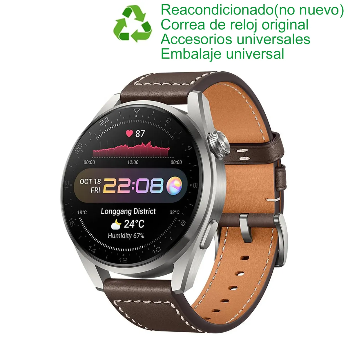 HUAWEI - Huawei Watch 3 Pro Classic Edition 2021 48mm LTE-Plata-Reacondicionado SemiNuevo