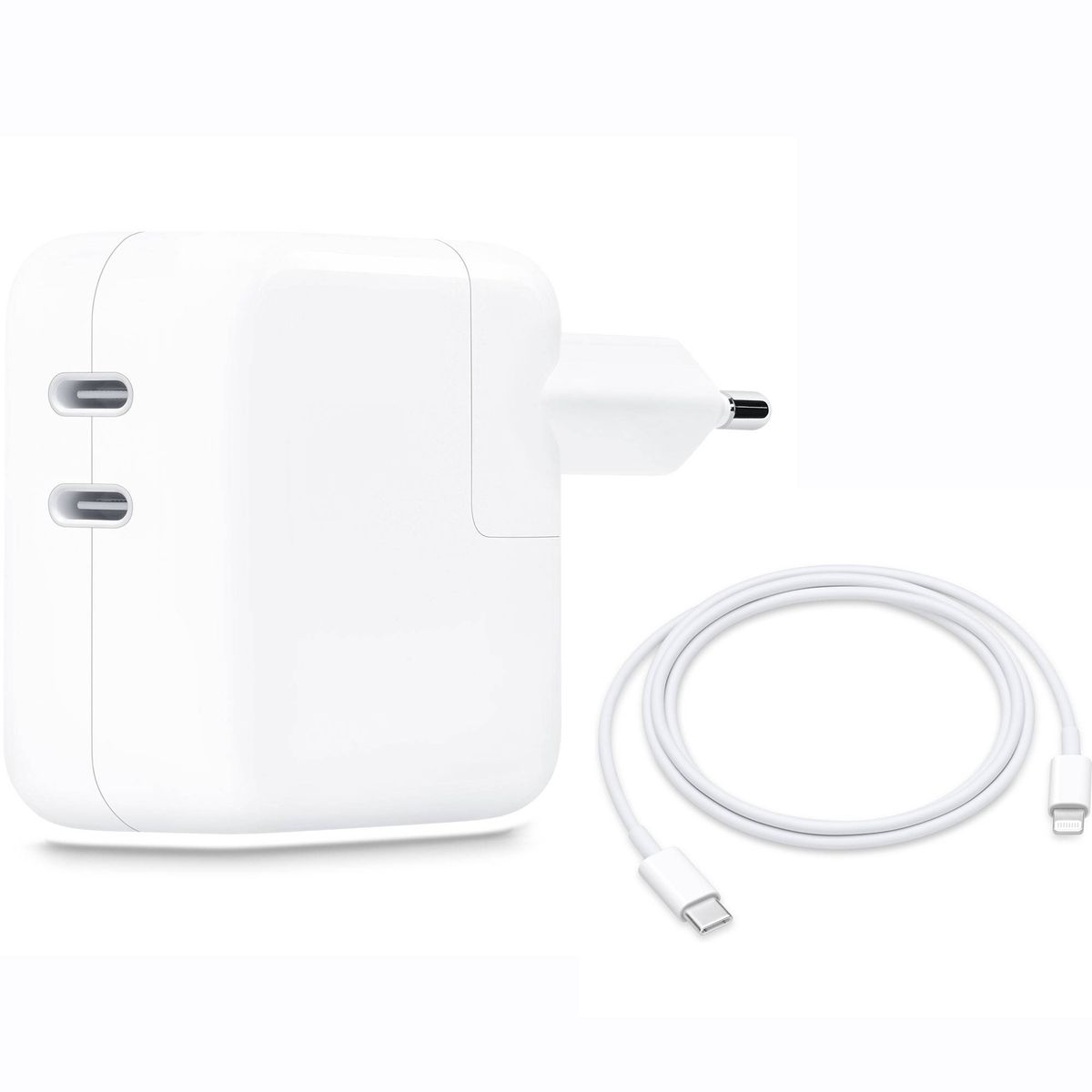 APPLE - Apple Dual Usb-C Power Adaptador Cargador iPhone 35W Con Cable C Lightning 1mt