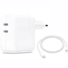 APPLE - Dual Usb-C Power Adaptador Cargador iPhone 35W Con Cable C Lightning 1mt