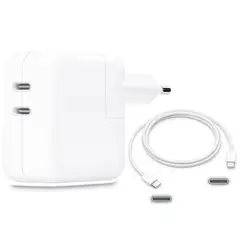 APPLE - Dual Usb-C Power Adaptador Cargador iPhone 35W + Cable C - C 1mt iPhone 15 16 17pro max ipad