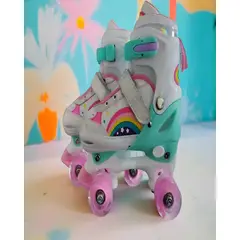 GENERICO - PATIN 4 RUEDAS CON LUCES Y KIT TALLA M 35-38 BLANCO