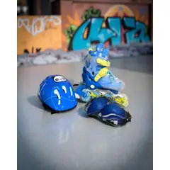 GENERICO - PATIN LINEAL CON LUCES Y KIT TALLA M 35-38 AZUL CLARO