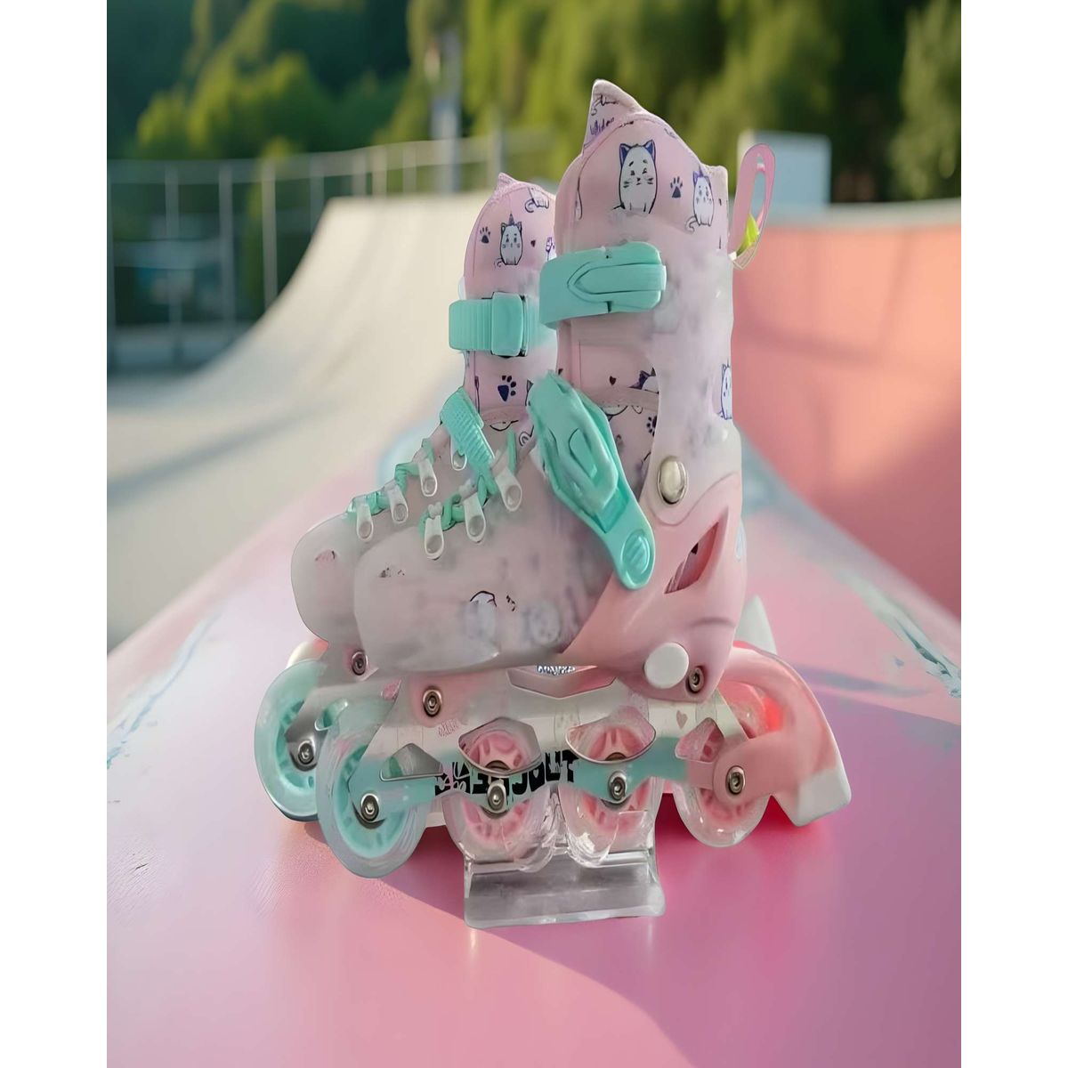 GENERICO - PATIN LINEAL CON LUCES Y KIT TALLA S 31-34 ROSA