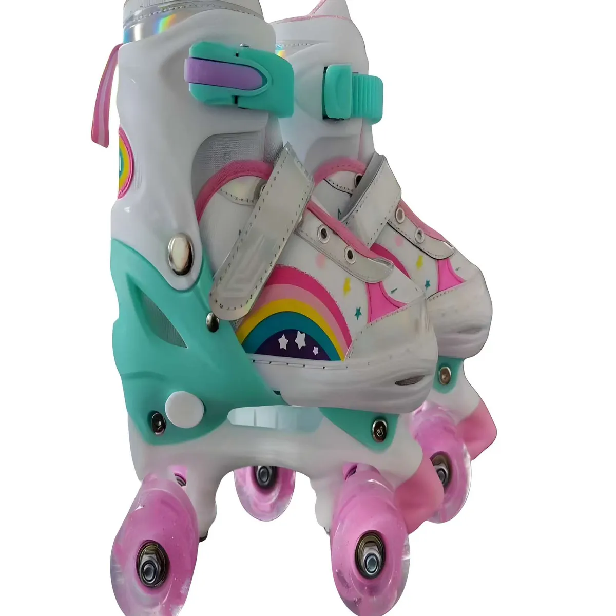 GENERICO - PATIN 4 RUEDAS CON LUCES Y KIT TALLA M 35-38 BLANCO