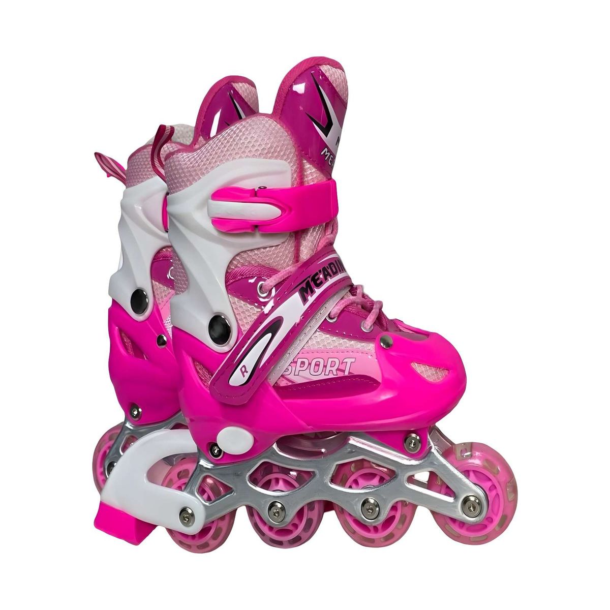 GENERICO - PATIN LINEAL CON LUCES Y KIT TALLA M 35-38 ROSADO