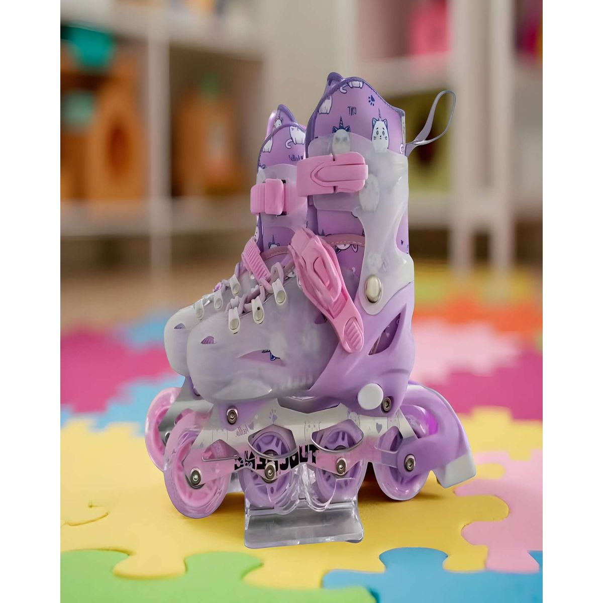 GENERICO - PATIN LINEAL CON LUCES Y KIT TALLA S 31-34 LILA