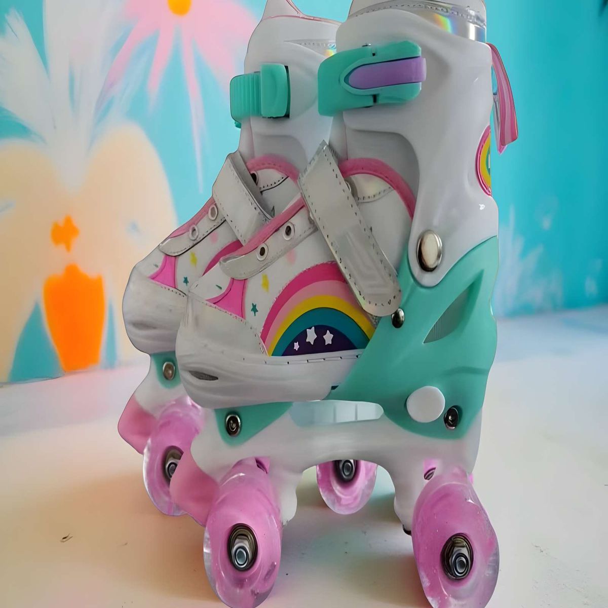 GENERICO - PATIN 4 RUEDAS CON LUCES Y KIT TALLA M 35-38 BLANCO