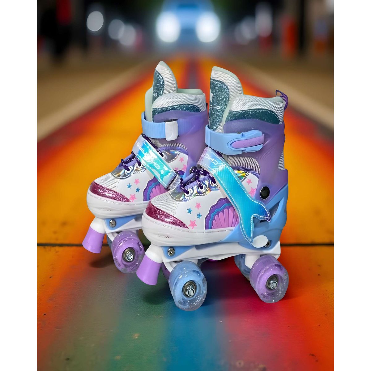 GENERICO - PATIN 4 RUEDAS CON LUCES Y KIT TALLA M 35-38 MUILTICOLOR