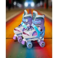 GENERICO - PATIN 4 RUEDAS CON LUCES Y KIT TALLA M 35-38 MUILTICOLOR
