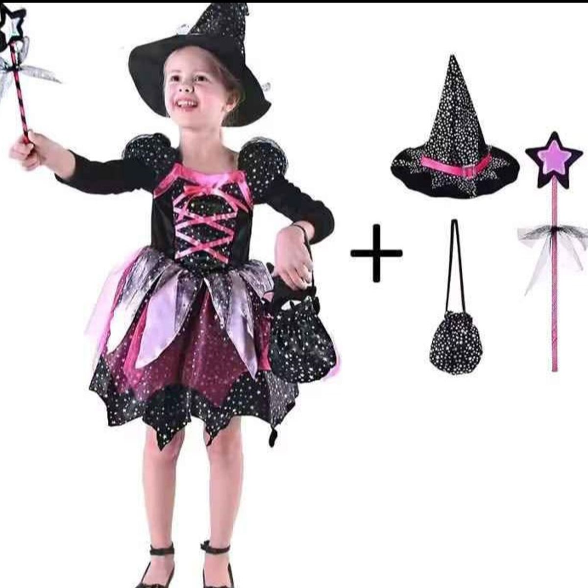 GENERICO - Pack disfraz vestido y accesorios princesa 5 a 6 años