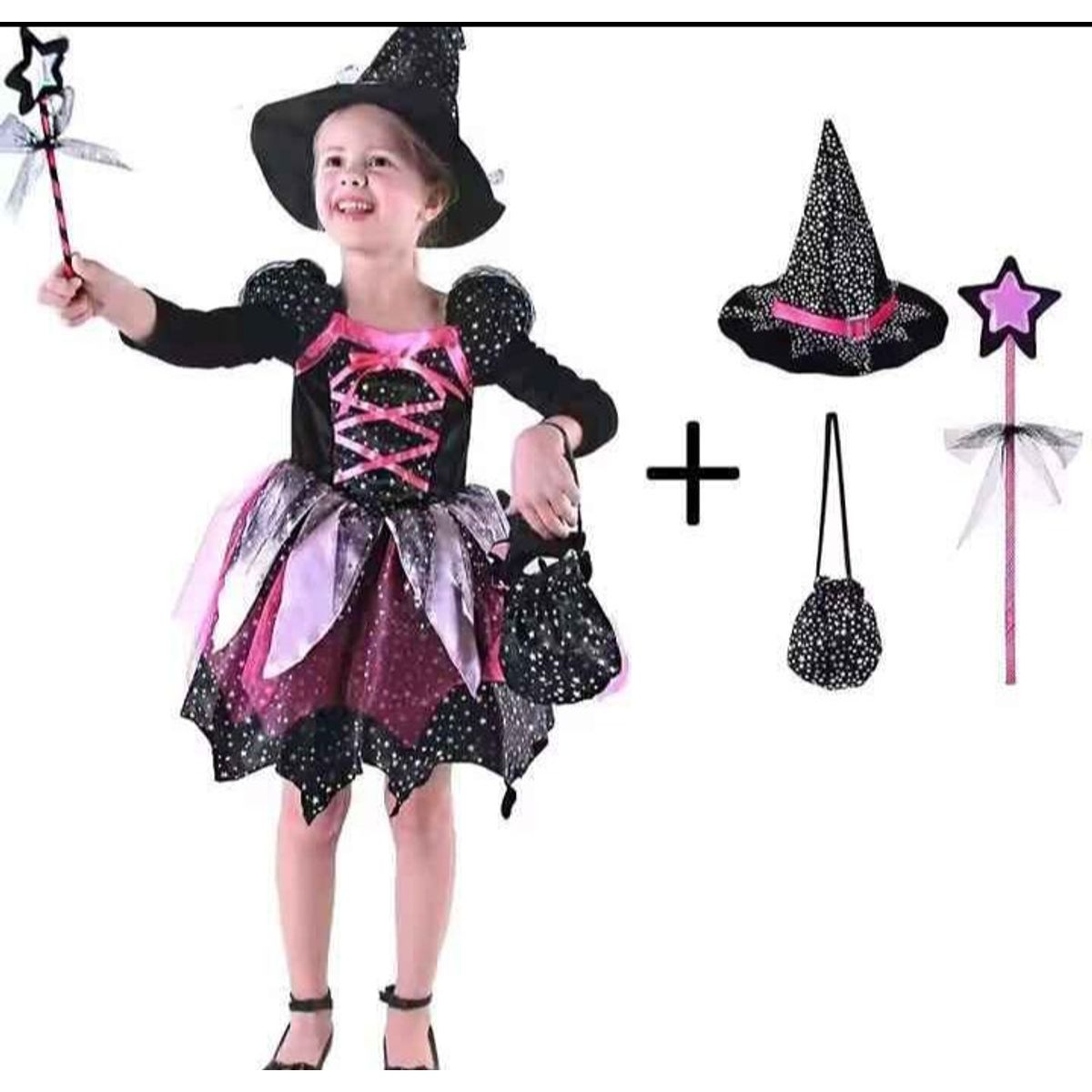 GENERICO - Pack disfraz vestido y accesorios princesa 5 a 6 años