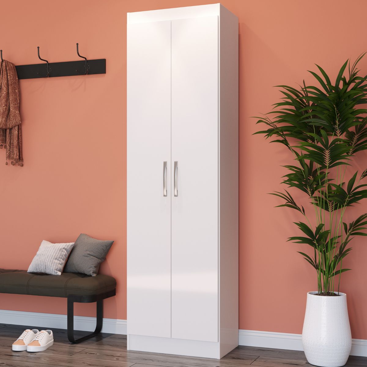 EXIT - Clóset de 2 Puertas 4 Repisas 50x183x36 cm Blanco - Ibiza