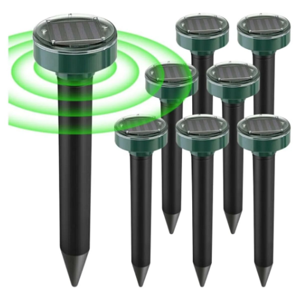 GENERICO - Pack De 4 Estacas Repelente Solar Sónico Para Roedores