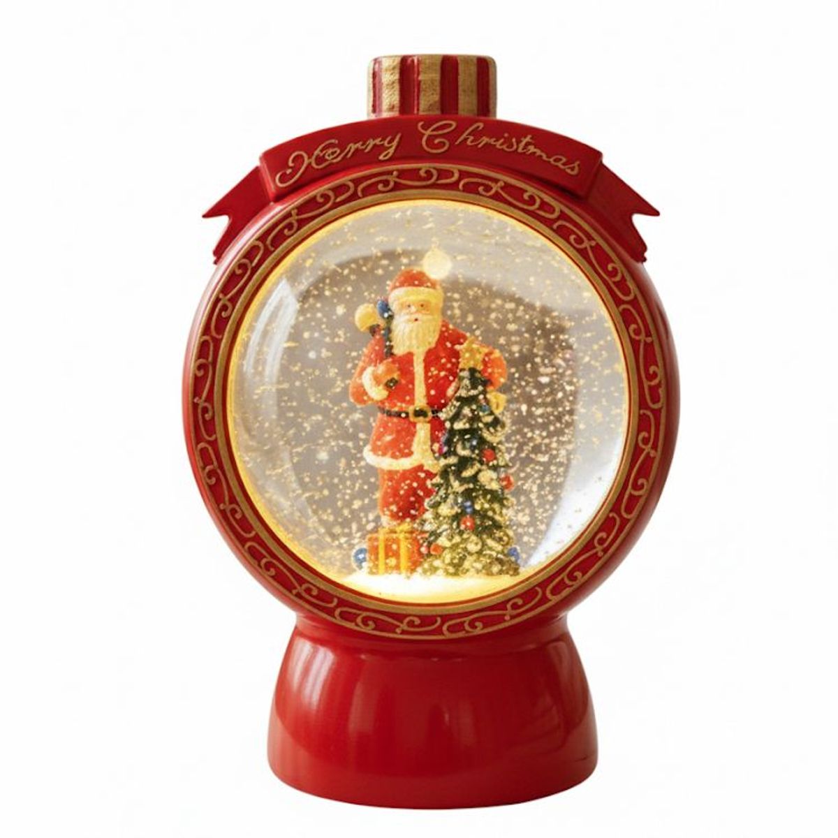 WAKESHOME - Farol Navideño Decorativo Musical Con Luces y Copos De Nieve