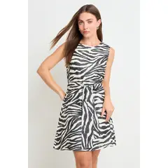 ASH - Vestido Corto Animal Print Mujer Negro