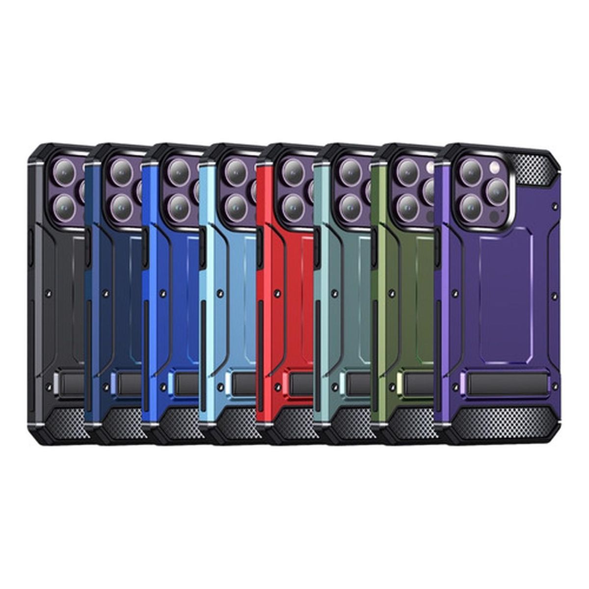 GENERICO - Carcasa Grado Militar Para iPhone 15 + Lamina Vidrio - Negro