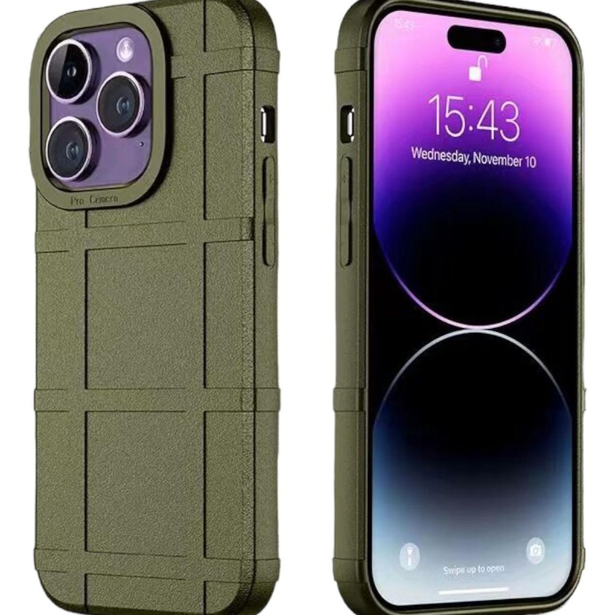 GENERICO - Carcasa Escudo Tpu Para iPhone 15 PRO + Lamina Vidrio - Verde