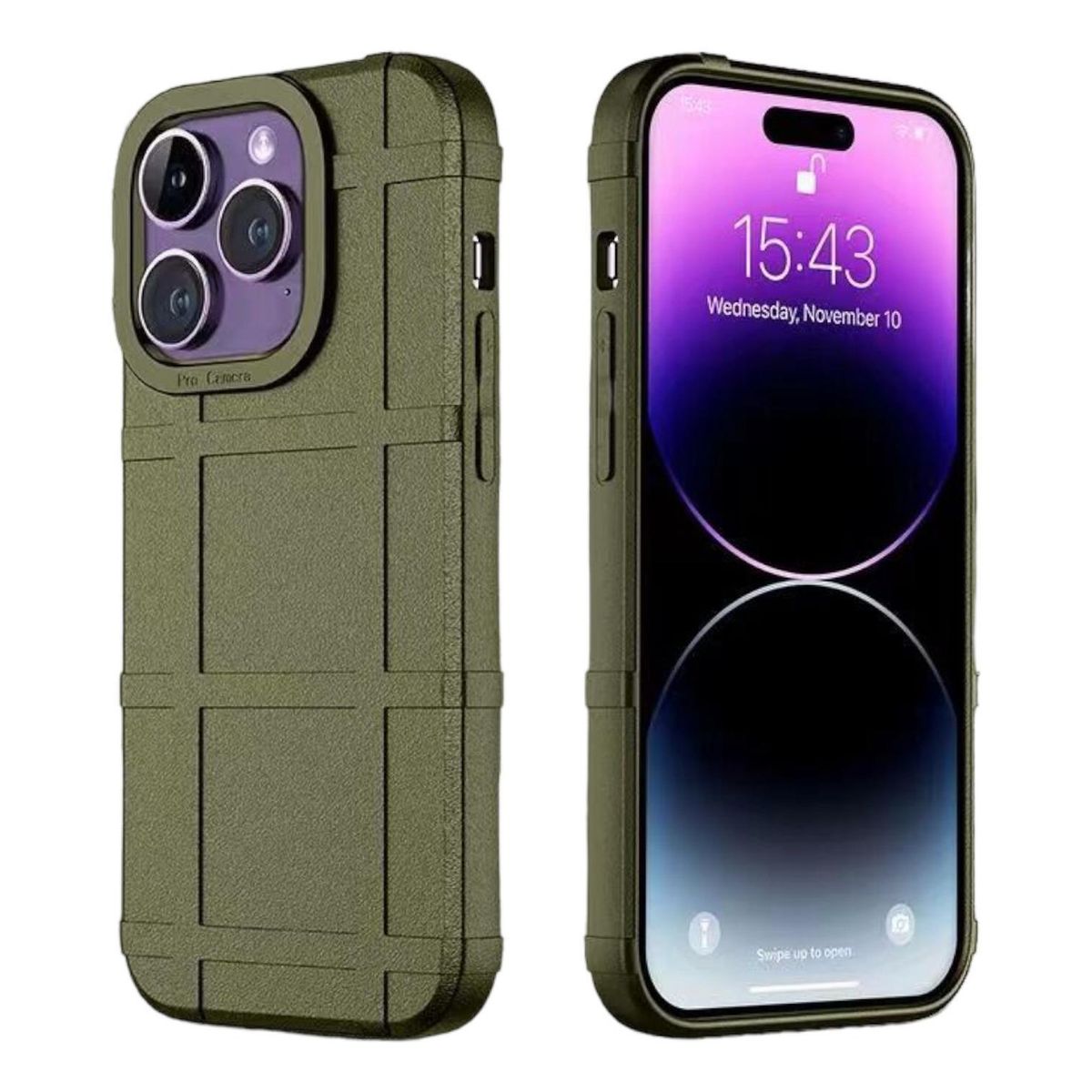 GENERICO - Carcasa Escudo Tpu Para iPhone 15 PRO + Lamina Vidrio - Verde