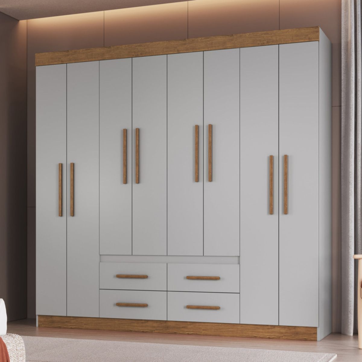 EXIT - Clóset 8 Puertas 4 Cajones 7 Repisas 206x200x45cm Las Vegas