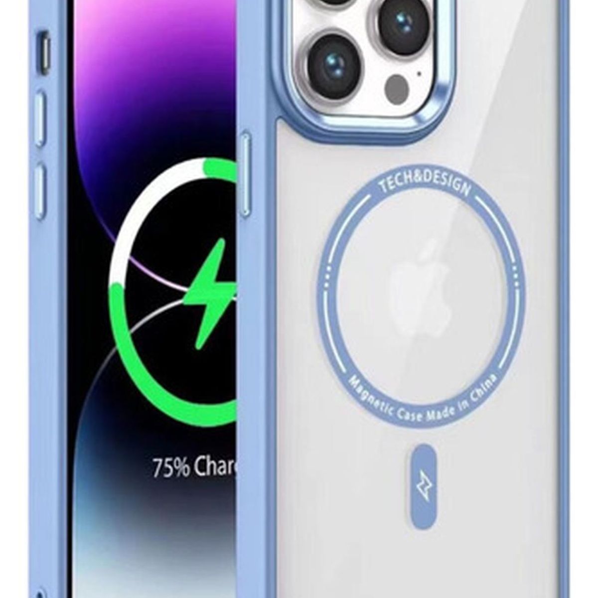 GENERICO - Carcasa Magnetic Tpu Para iPhone 15 PRO MAX - Azul cielo