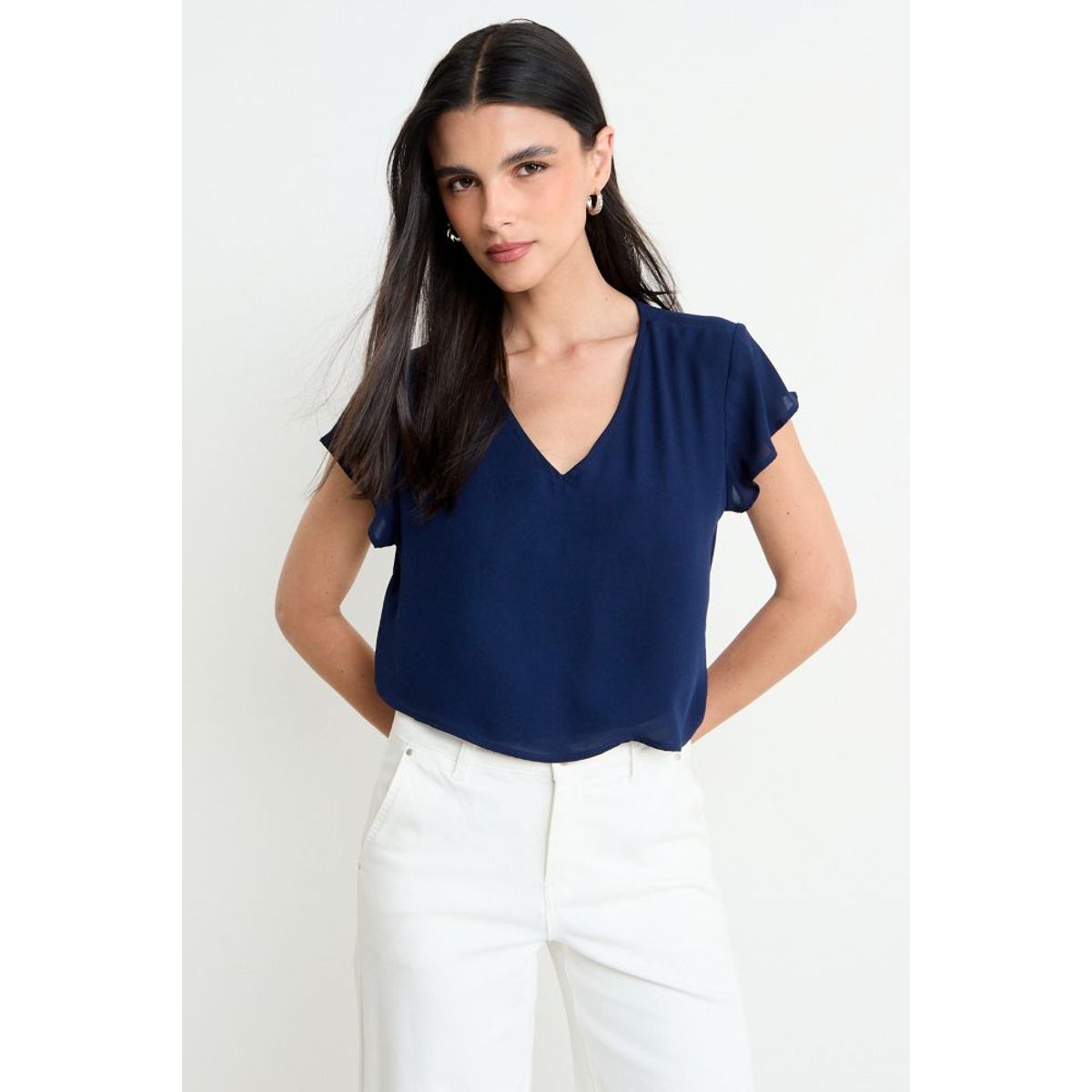 ASH - Blusa Manga Corta Mujer Azul Ash
