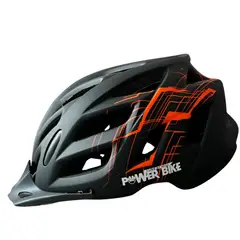 POWERBIKE - Casco Deportivo con Luz Negro-Naranjo Talla L