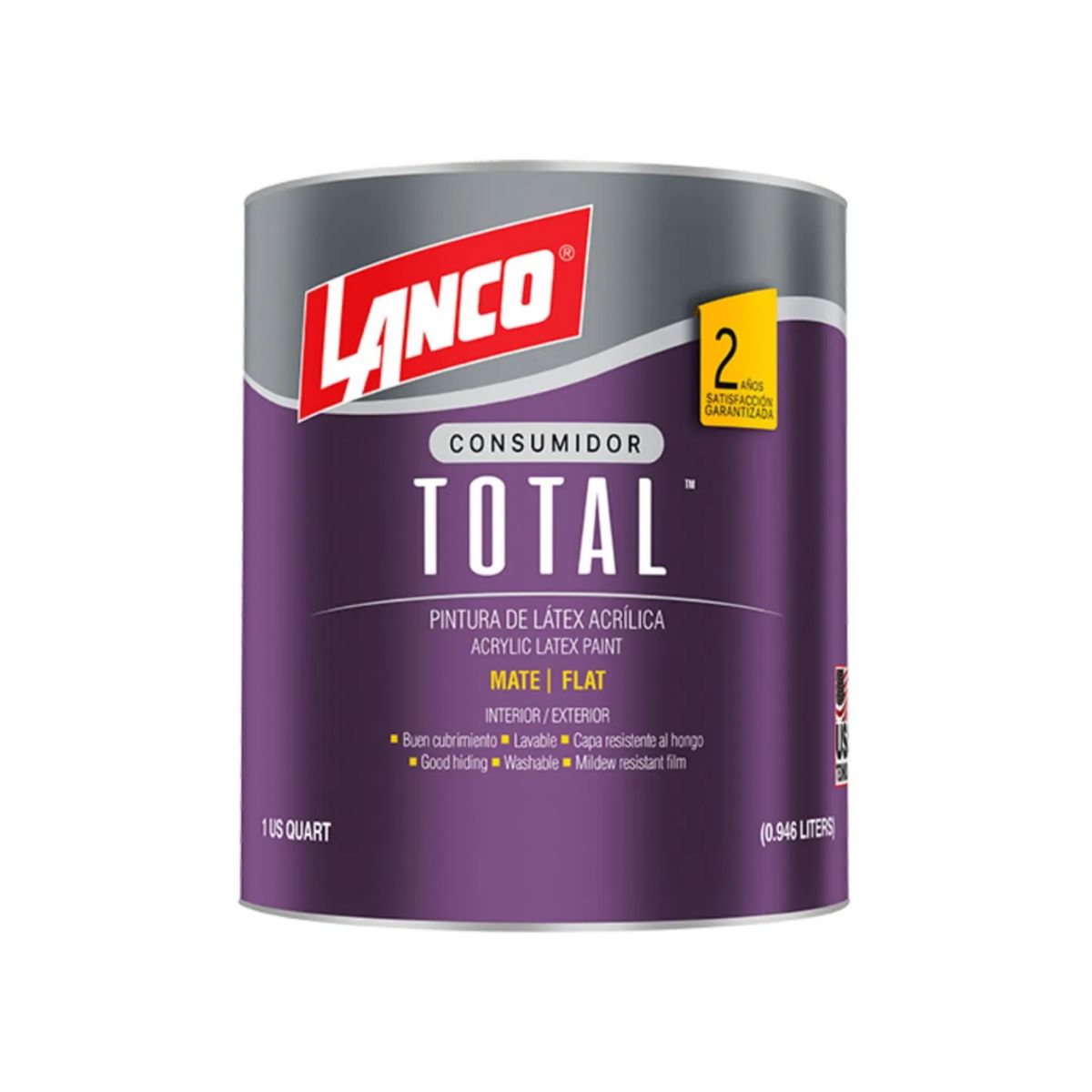 LANCO - Pintura Látex Total Acrílico Mate Rojo Ladrillo Lanco ¼ gl