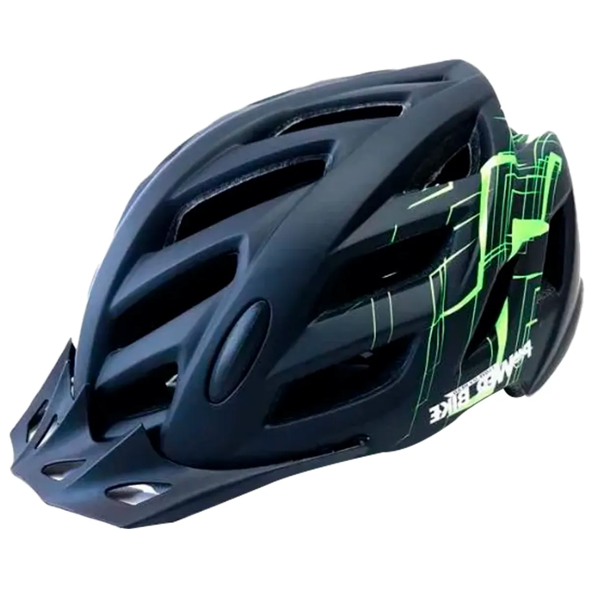 POWERBIKE - Casco Deportivo con Luz Negro-Verde Talla L