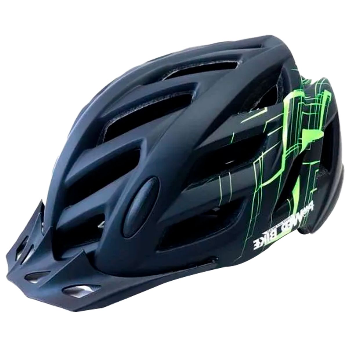 POWERBIKE - Casco Deportivo con Luz Negro-Verde Talla L