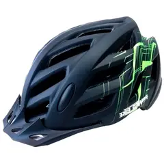 POWERBIKE - Casco Deportivo con Luz Negro-Verde Talla L