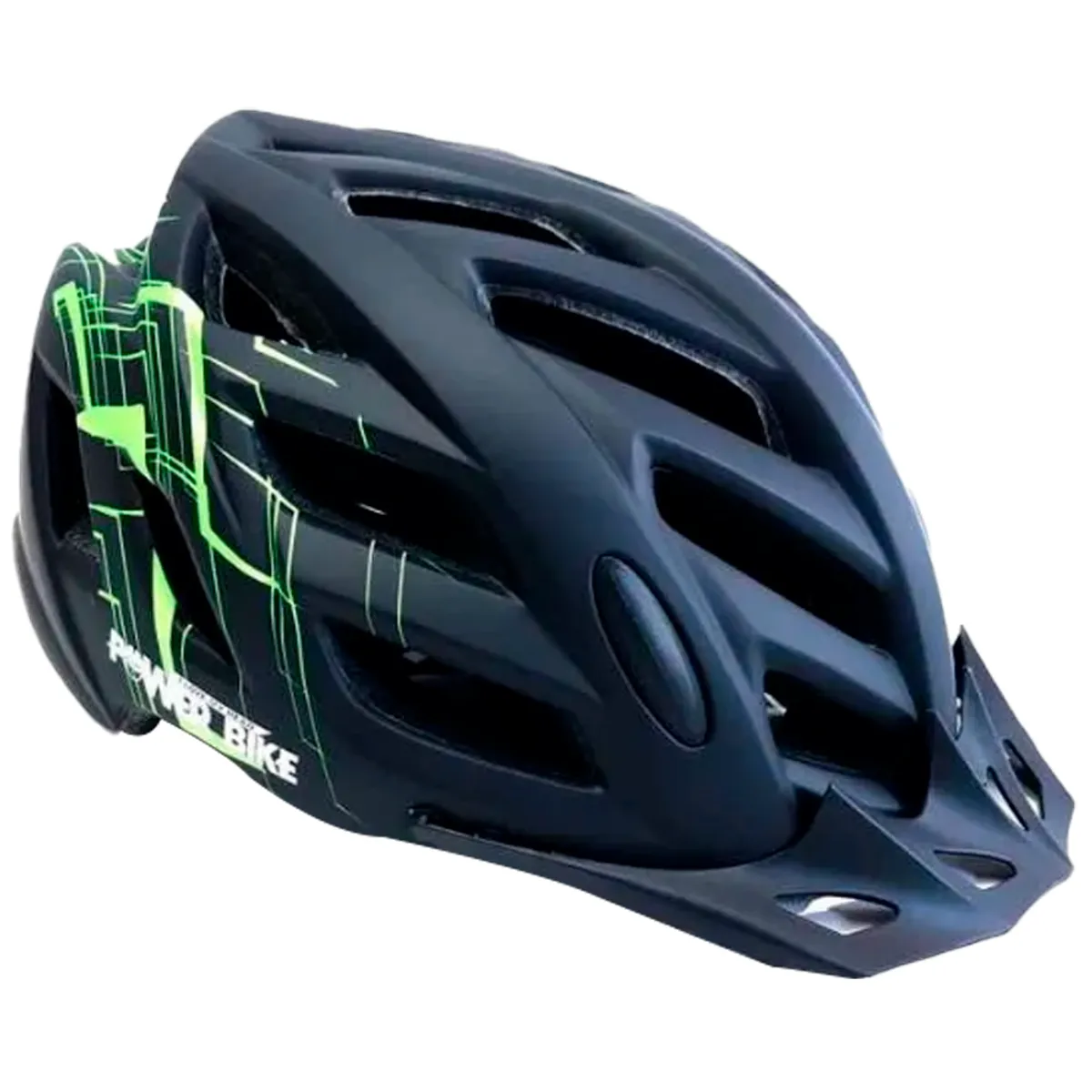 POWERBIKE - Casco Deportivo con Luz Negro-Verde Talla L