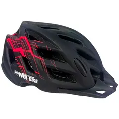 POWERBIKE - Casco Deportivo con Luz Negro-Rojo Talla L