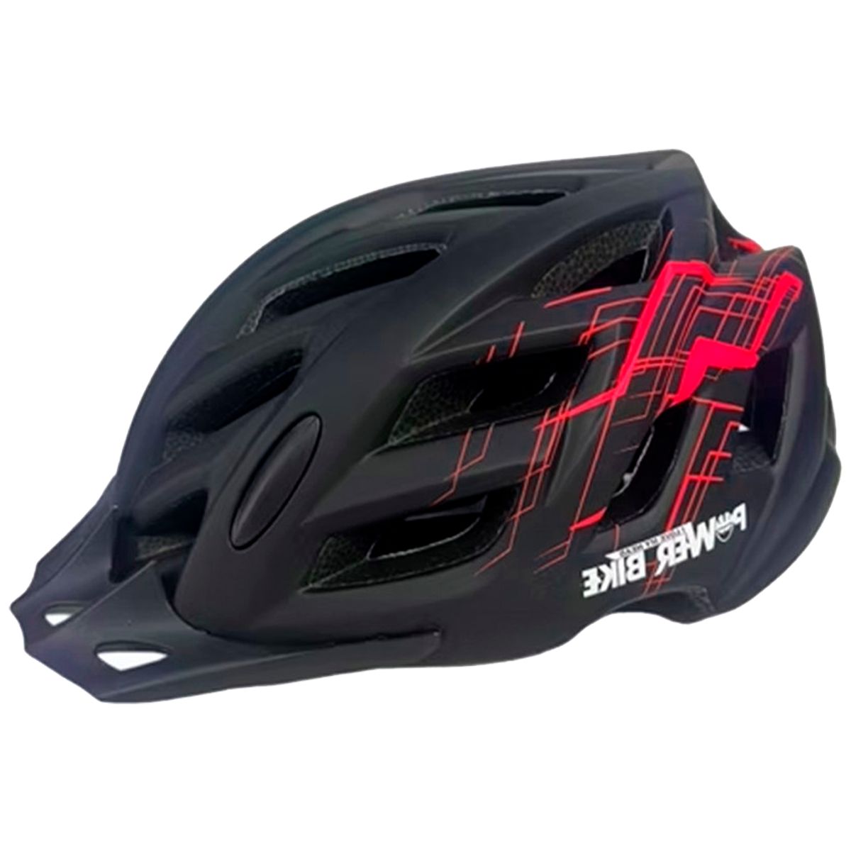 POWERBIKE - Casco Deportivo con Luz Negro-Rojo Talla L