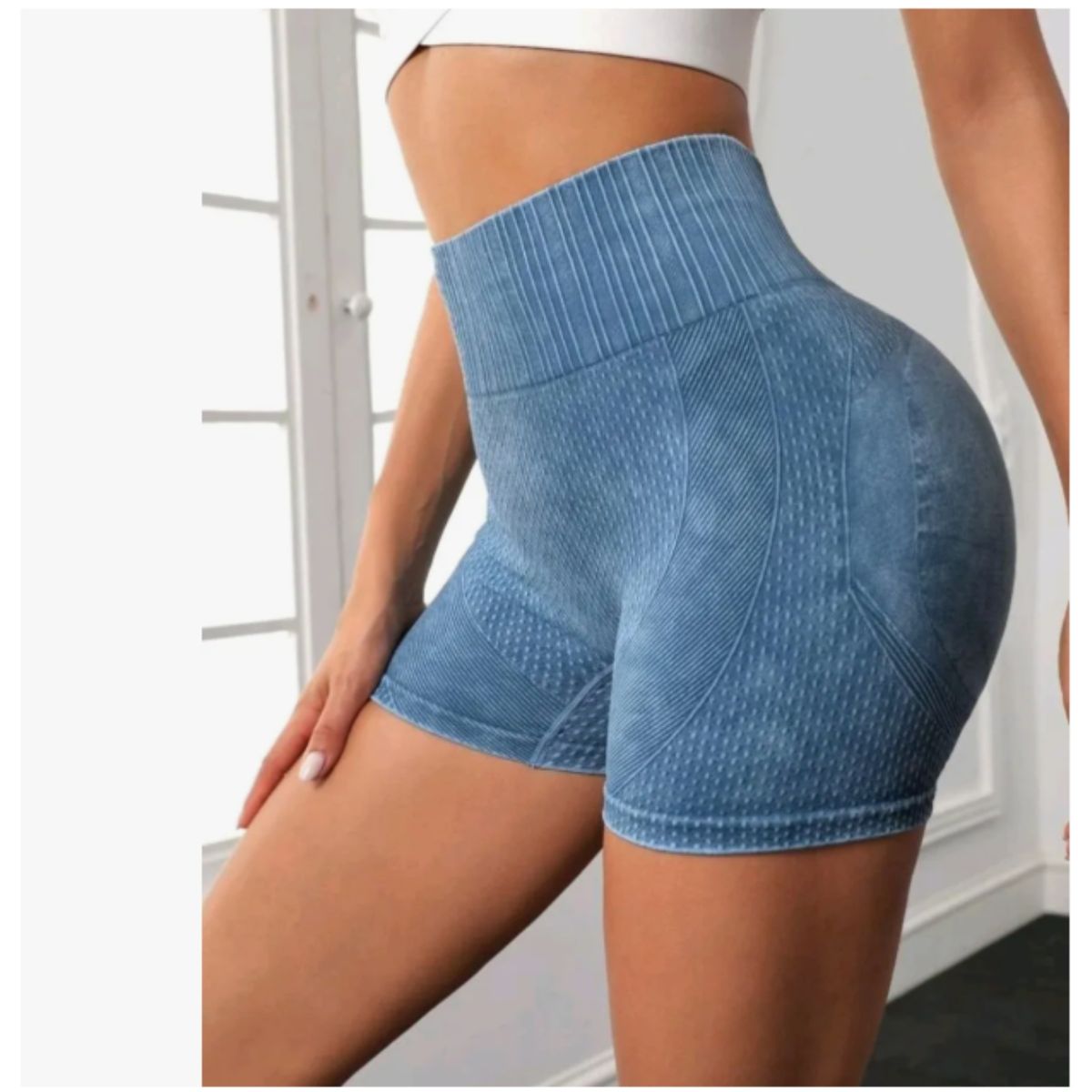 LIKE SHOP - Calza Short Deportivo Mujer Push Up Frunce Tiro Alto Gym 005