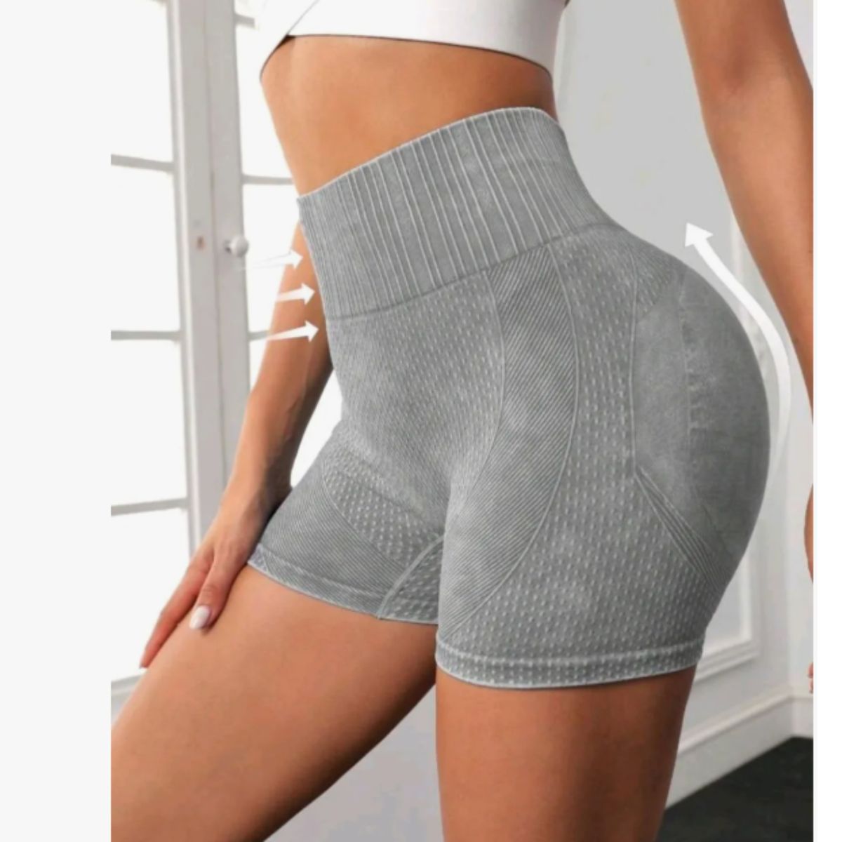 LIKE SHOP - Calza Short Deportivo Mujer Push Up Frunce Tiro Alto Gym 005