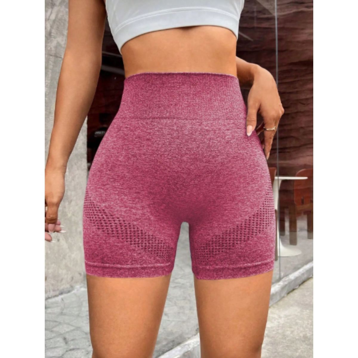LIKE SHOP - Calza Short Deportivo Mujer Push Up Frunce Tiro Alto Gym 005