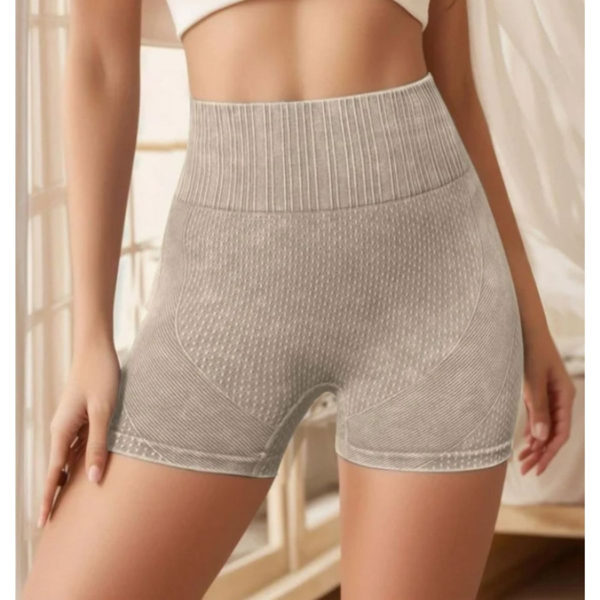 LIKE SHOP - Calza Short Deportivo Mujer Push Up Frunce Tiro Alto Gym 005