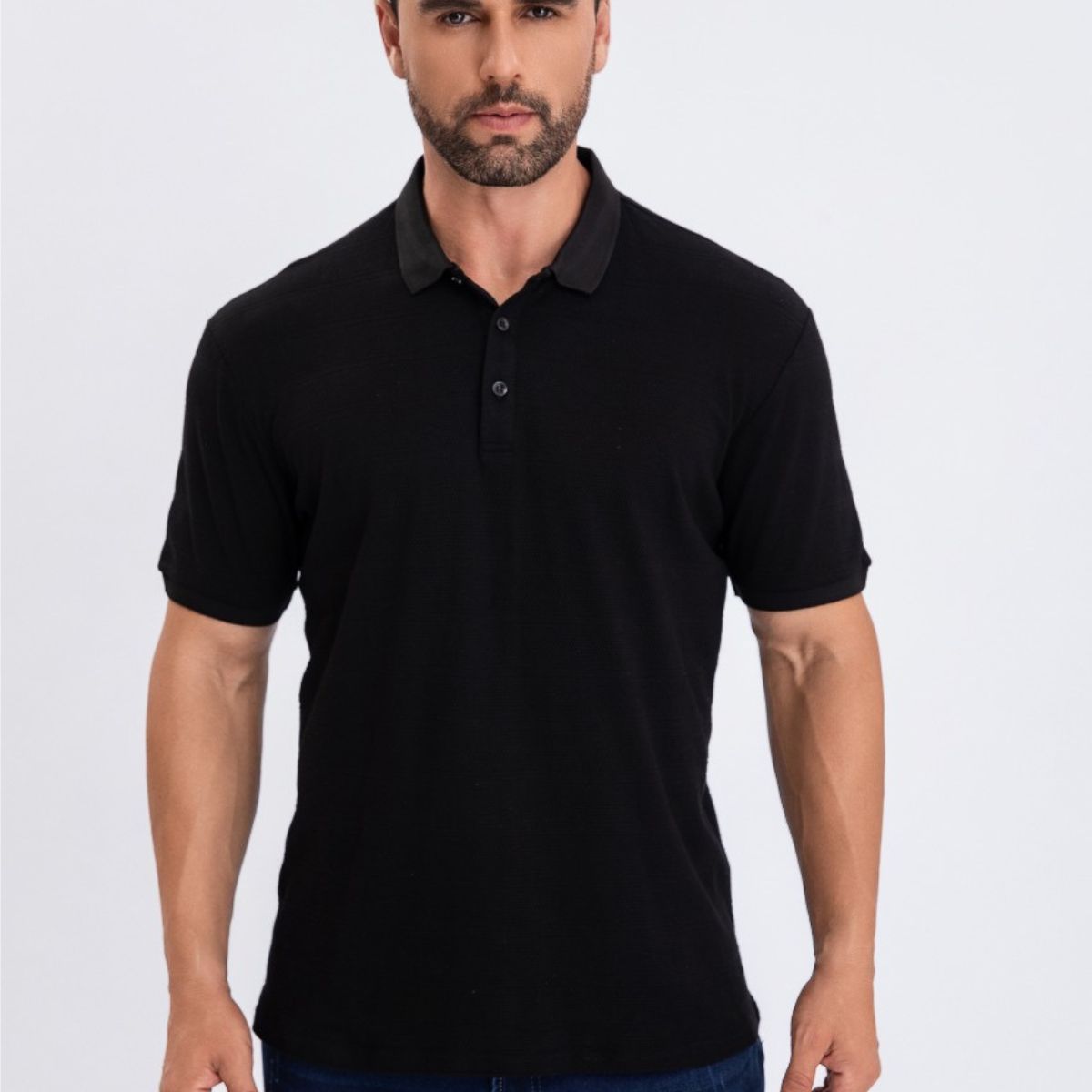 LOOK SHOP - Camisa Breeze Slim Fit, Hombre Verano. Cuello V, Botones 6284