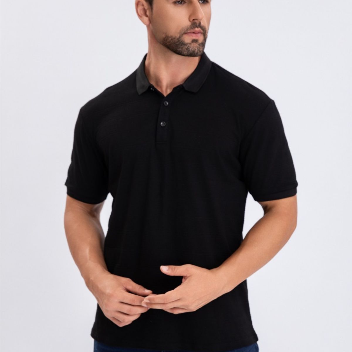 LOOK SHOP - Camisa Breeze Slim Fit, Hombre Verano. Cuello V, Botones 6284