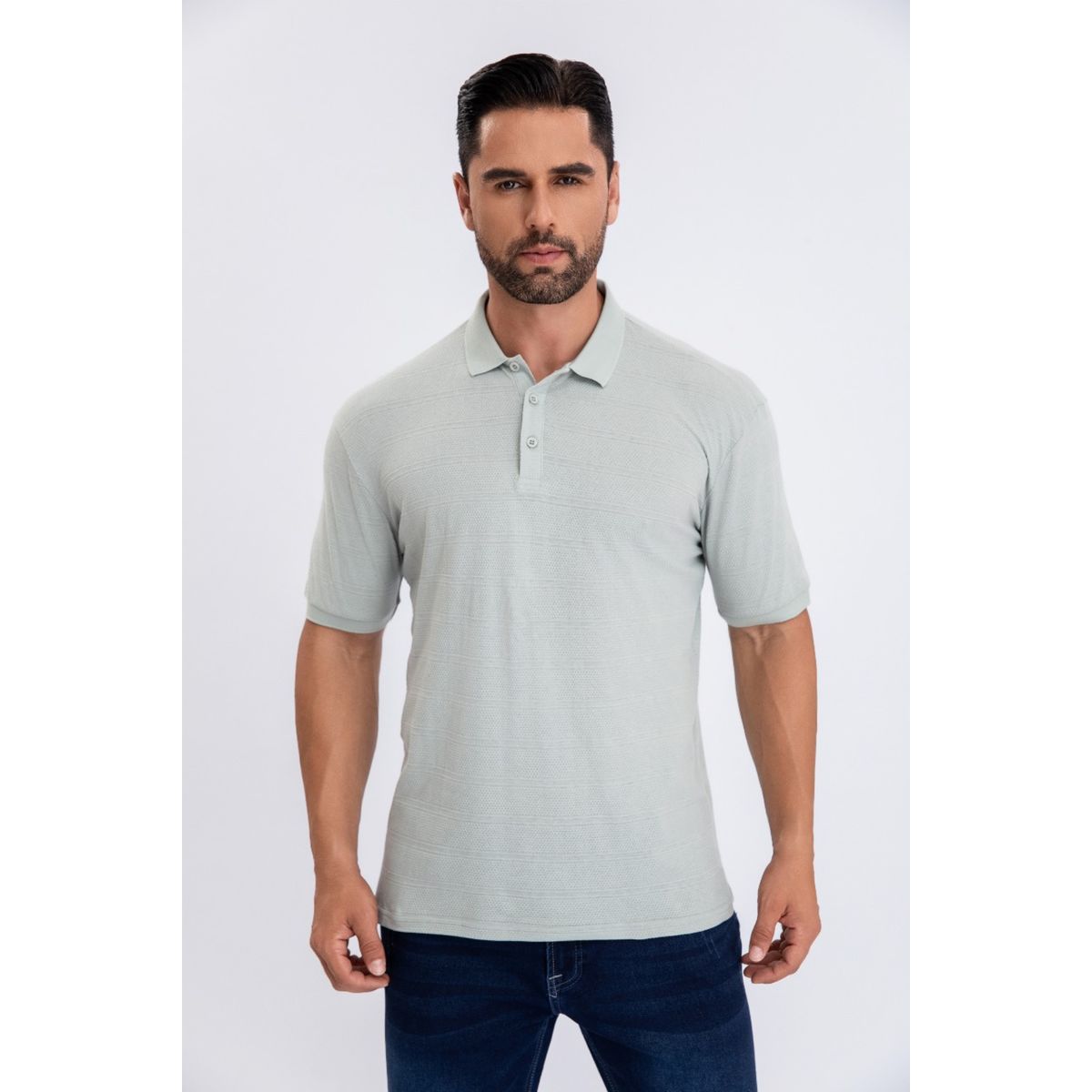 LOOK SHOP - Camisa Breeze Slim Fit, Hombre Verano. Cuello V, Botones 6284