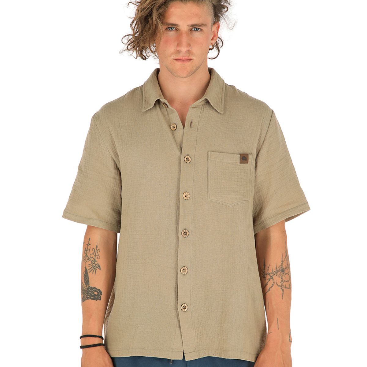 BUFFALO CHILE - Guayabera Caqui Hombre Buffalo