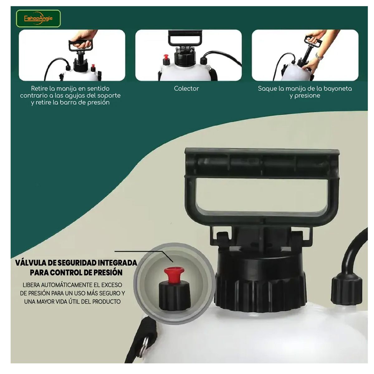 ESHOPANGIE - Fumigador Pulverizador Rociador 5 Litros Bomba Manual