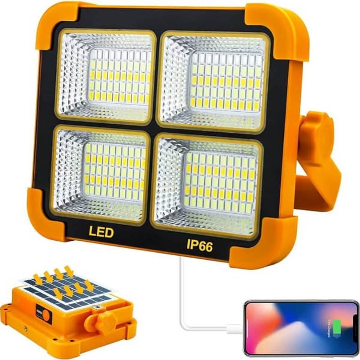 GENERICO - Foco Recargable 336 Led 5 Modos De Luz Usb Solar Portátil