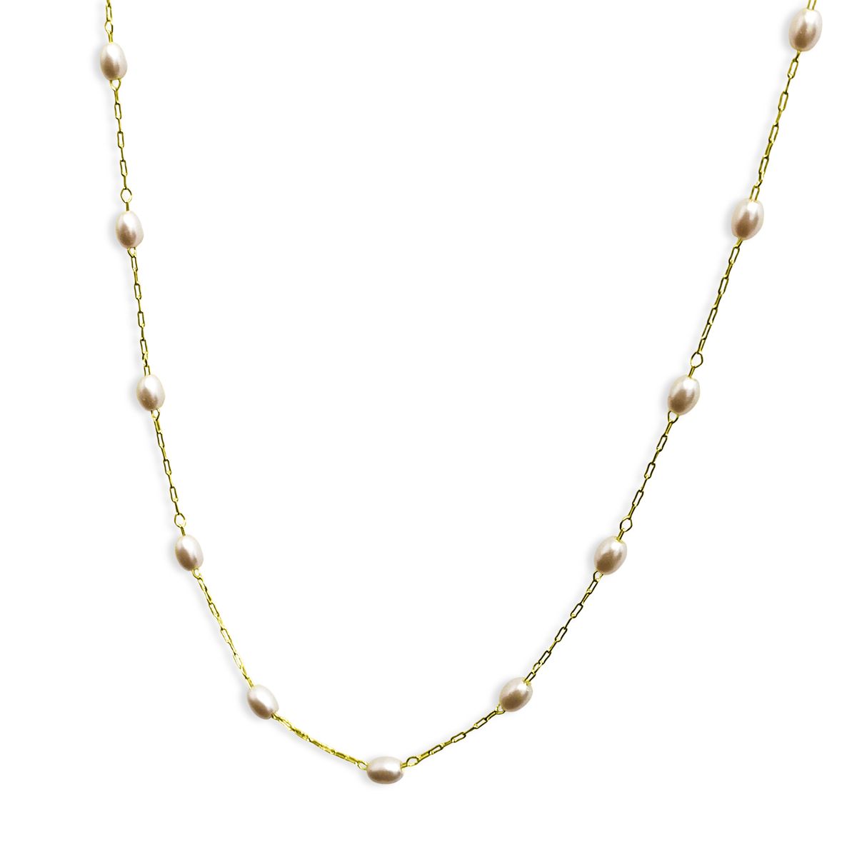 COGGIOLA - Collar Perla Sintética Ovalada Enchapado Oro 18K